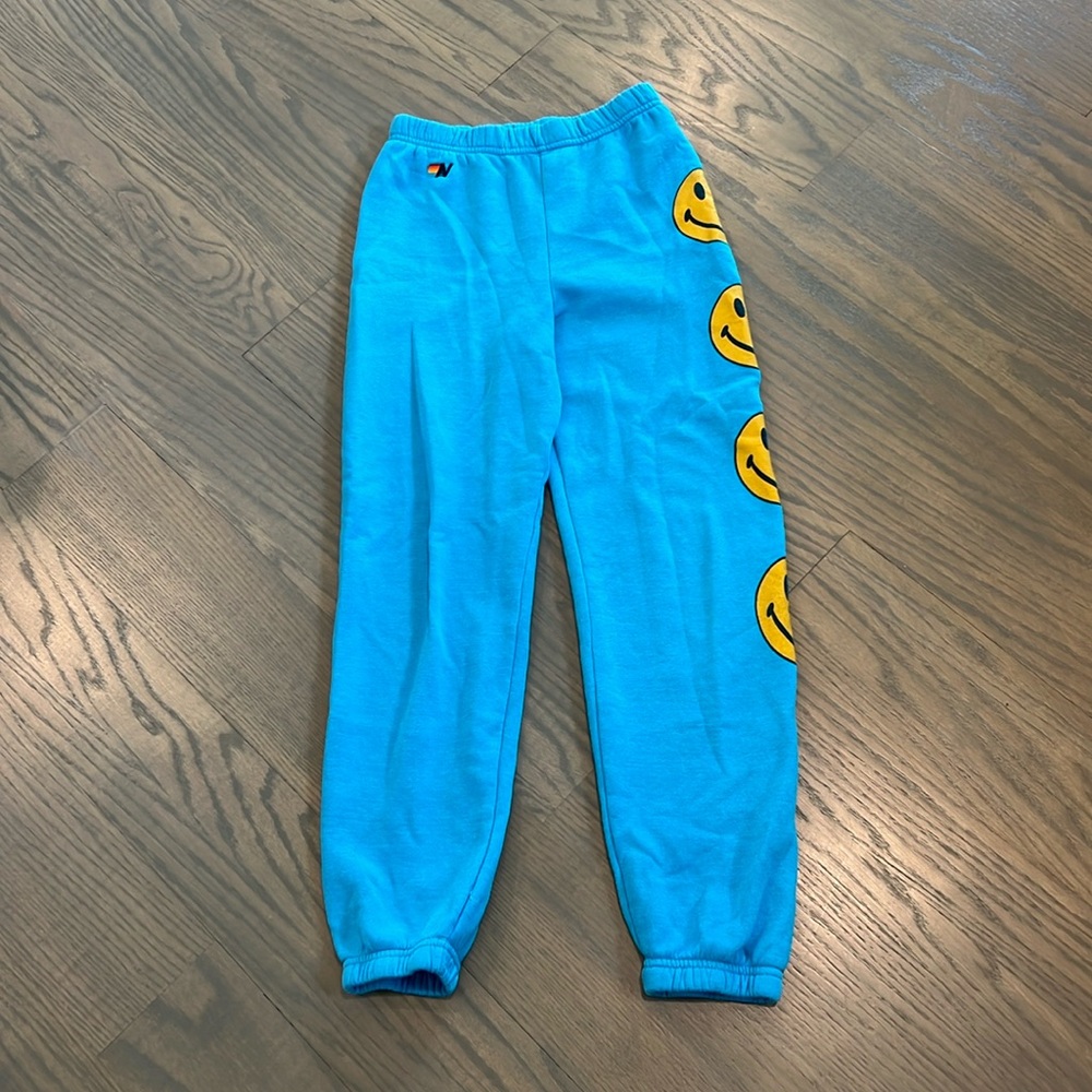 Blue Smiley Face Kids Aviator Nation Sweatpants